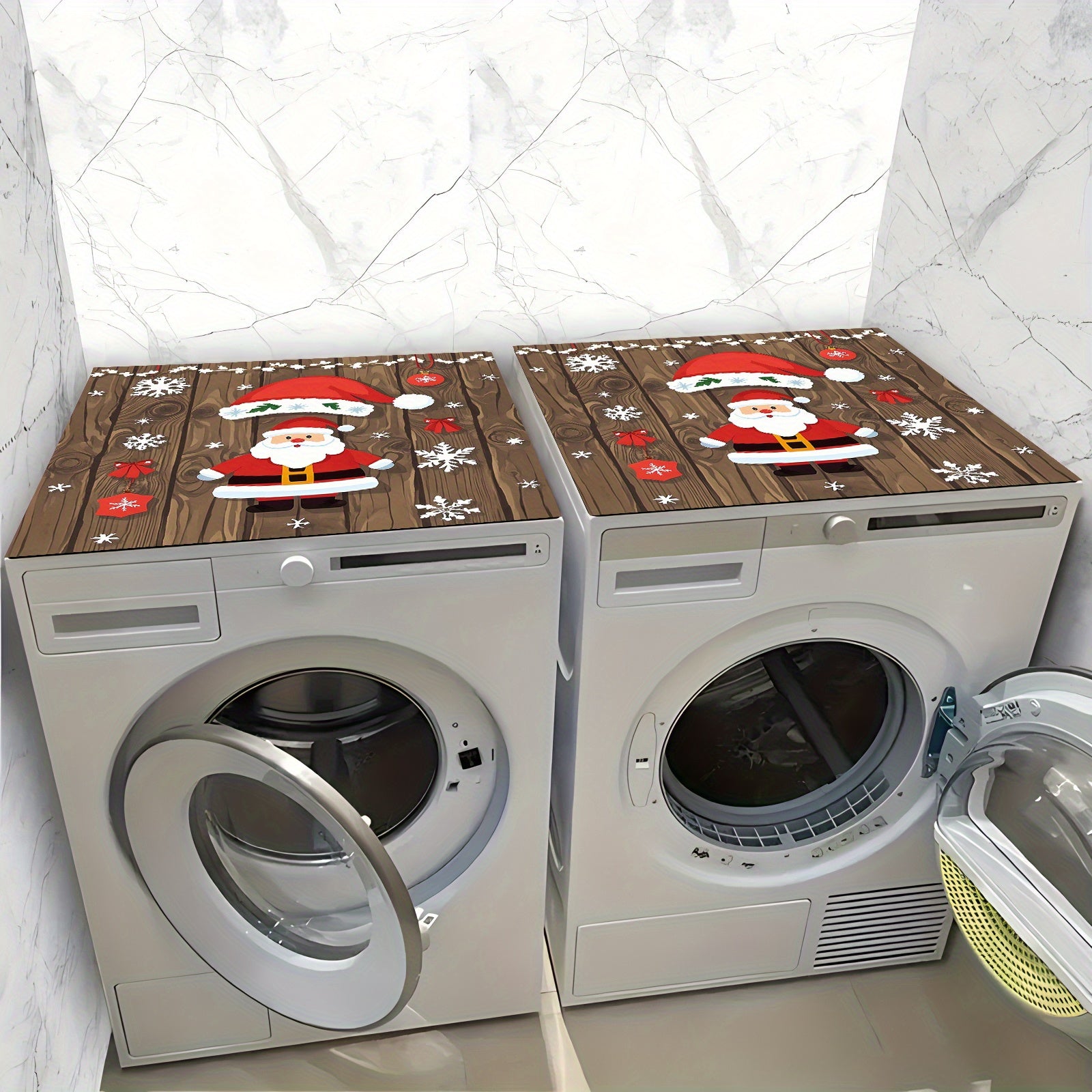 Festive Rubber Dish Drying Mat with Christmas Decorations and Holiday Design