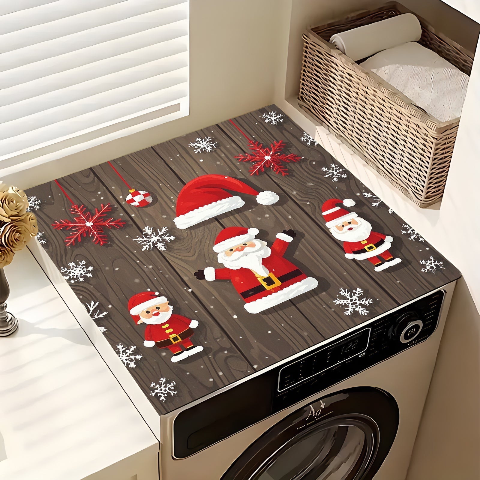 Christmas Dish Drying Mat with Holiday Decorations, Absorbent, Kitchen Accessory