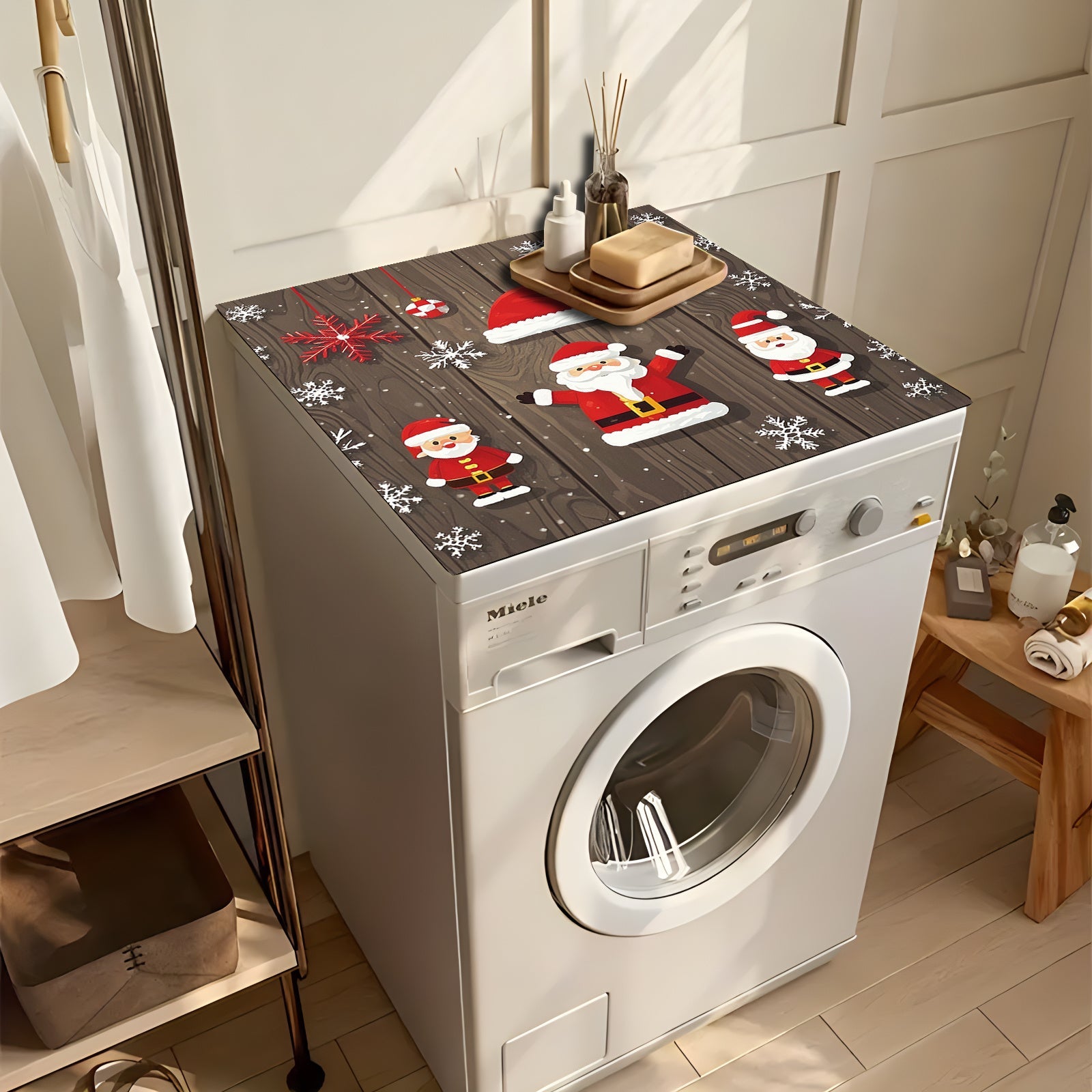 Christmas Dish Drying Mat with Holiday Decorations, Absorbent, Kitchen Accessory