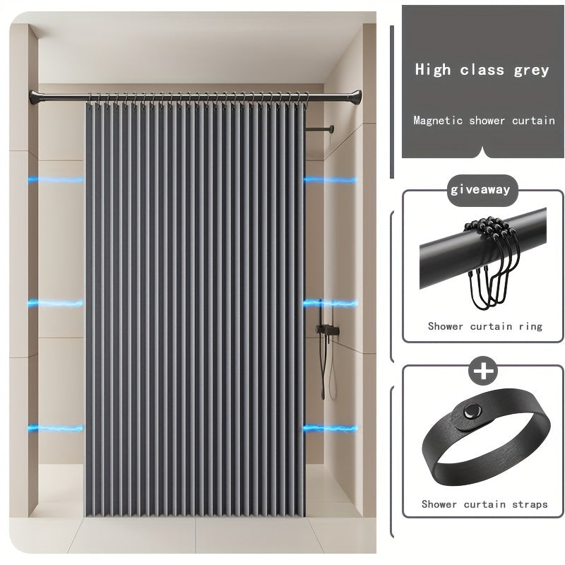 Shahar mavzusidagi suv o'tkazmaydigan sun'iy kətan dush pardasi, tutqichlar va magnit halqa bilan, faqat qo'l bilan yuvish, qisman astarlangan, oddiy to'qima, barcha mavsumlar uchun mos, hammom va mehmonxonalar uchun nam/quruq ajratish uchun ideal.