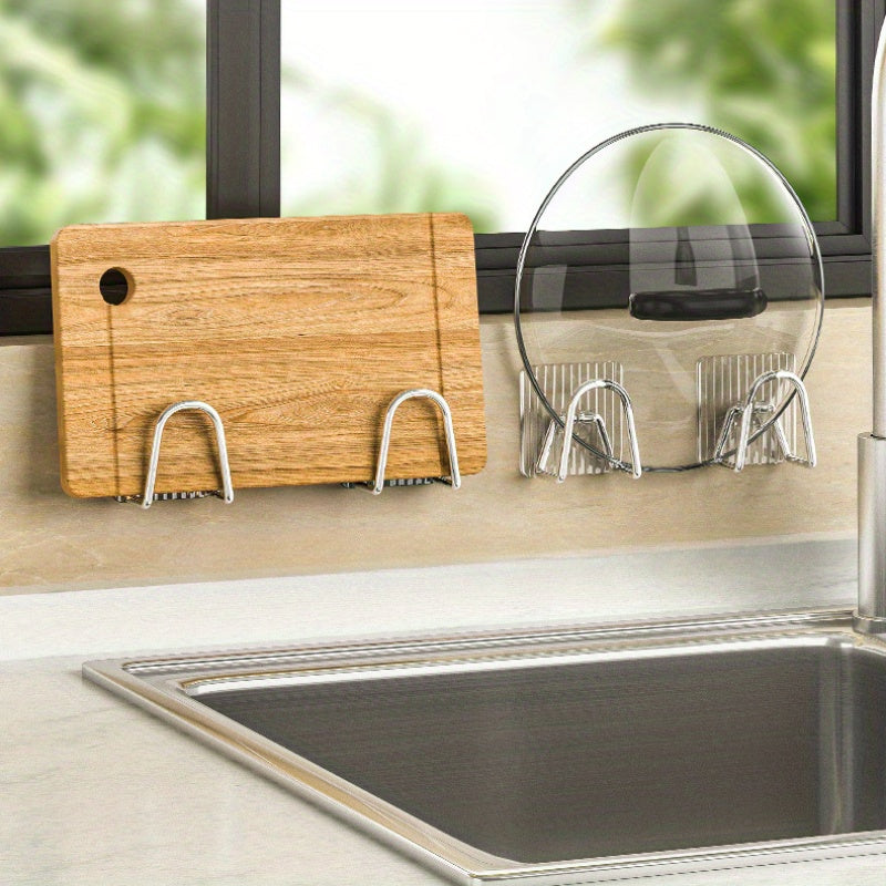 Wall-Mounted Acrylic Stainless Steel Kitchen Sponge Holder with Towel Rack