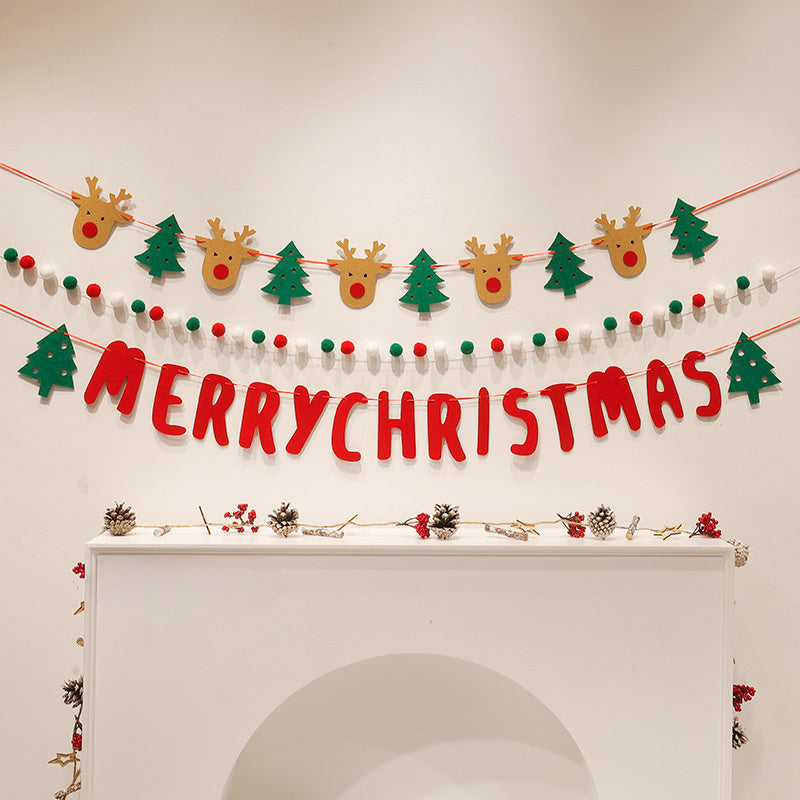 Christmas Garland with Reindeer and Tree Decorations for Home and Party Decor