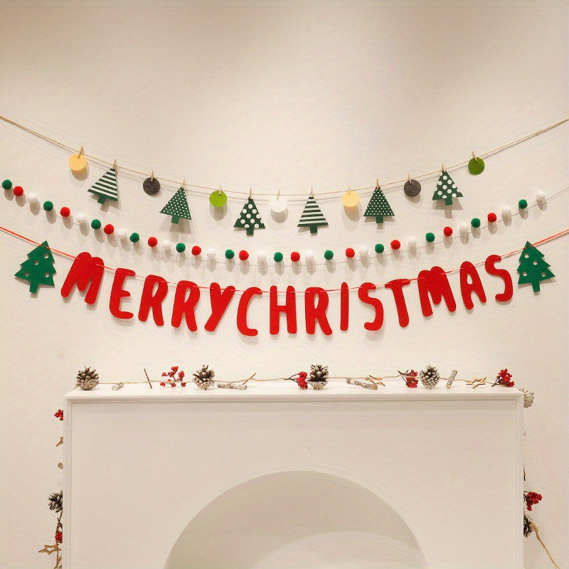 Guirnalda navideña con renos y adornos de árbol para decoración en el hogar y fiestas