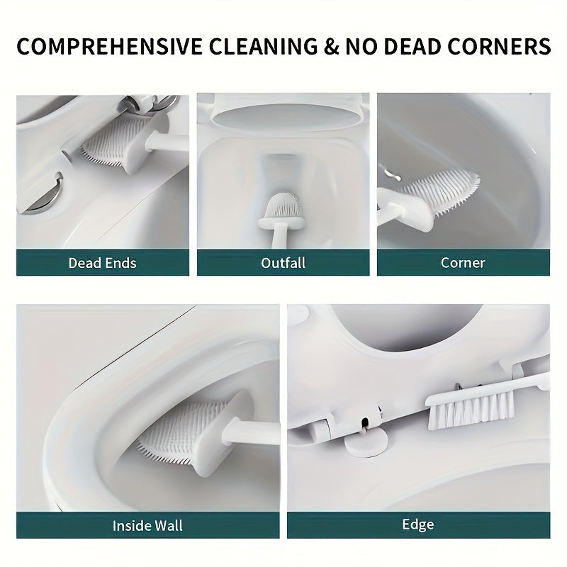 Set Of 4 RV Toilet Brushes With Wall Mount Silicone Long Handle