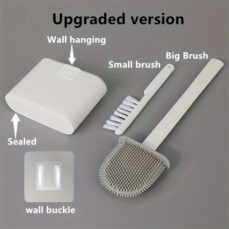 Set Of 4 RV Toilet Brushes With Wall Mount Silicone Long Handle