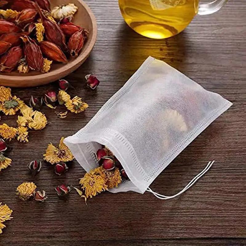 Paquete de 52 bolsas desechables para filtrar té con cordón para infusores de té de hojas sueltas