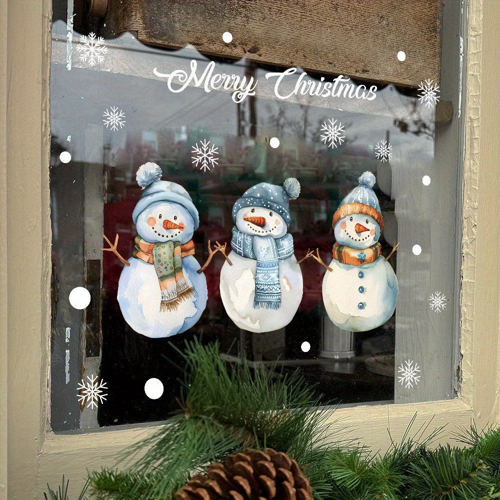 Double-Sided Reusable Snowman Window Clings Electrostatic Holiday Decor