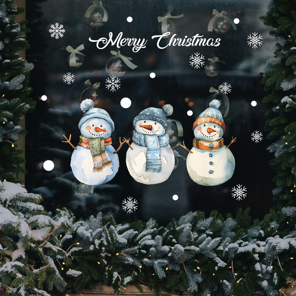 Double-Sided Reusable Snowman Window Clings Electrostatic Holiday Decor