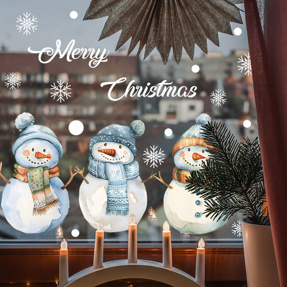 Double-Sided Reusable Snowman Window Clings Electrostatic Holiday Decor