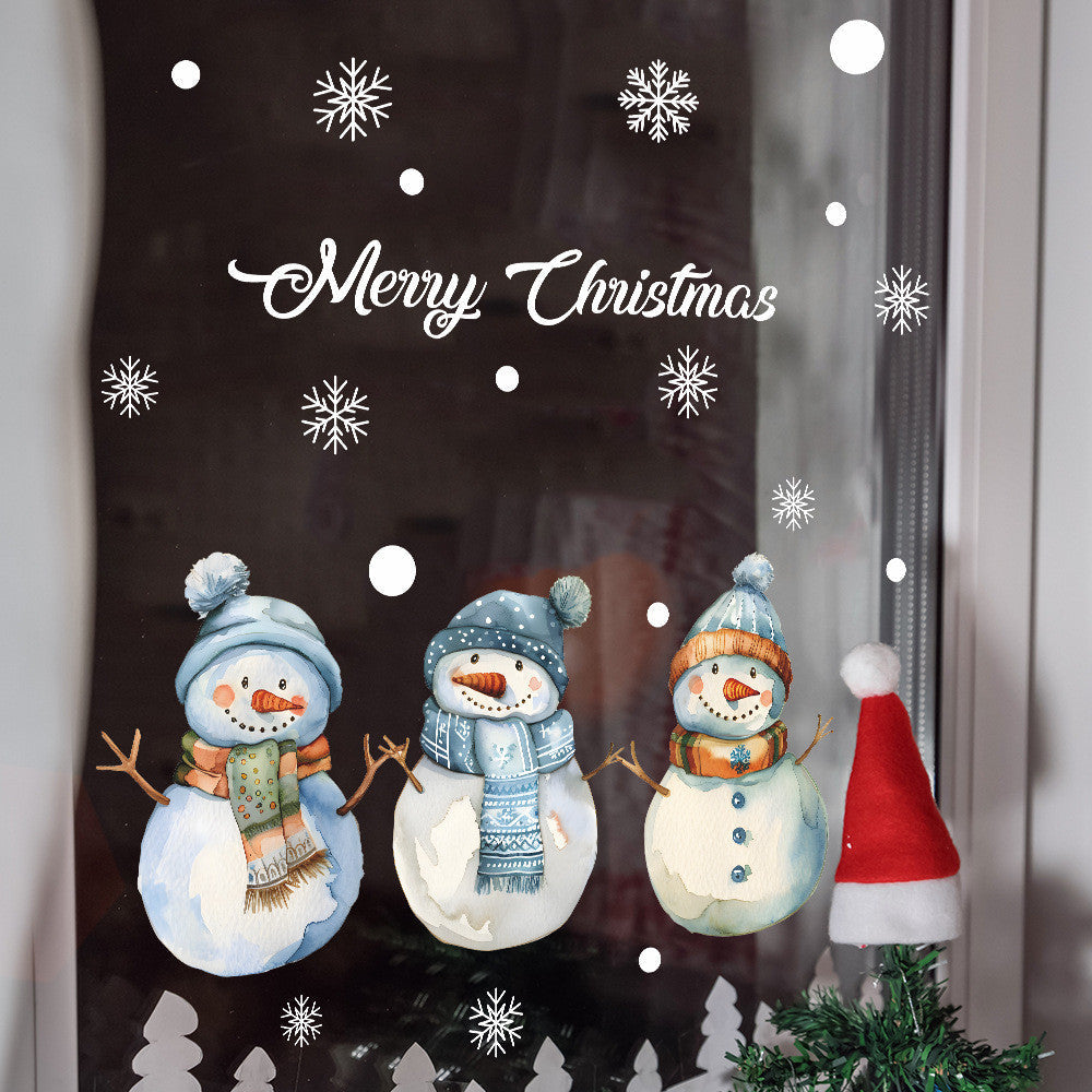 Double-Sided Reusable Snowman Window Clings Electrostatic Holiday Decor
