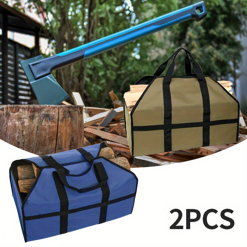 Набор из 2 очень больших сумок для хранения дров - прочные переноски для дров из ткани Оксфорд для кемпинга, походов, барбекю и приключений на свежем воздухе - вместительные и прочные деревянные сумки для дров