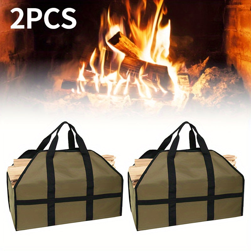 Набор из 2 очень больших сумок для хранения дров - прочные переноски для дров из ткани Оксфорд для кемпинга, походов, барбекю и приключений на свежем воздухе - вместительные и прочные деревянные сумки для дров