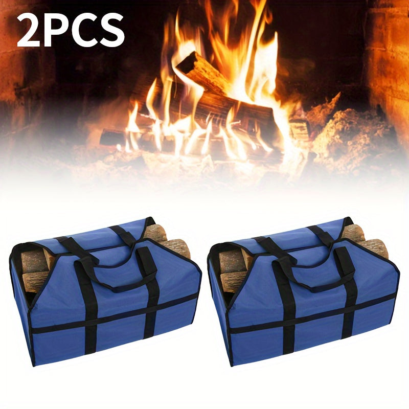 Набор из 2 очень больших сумок для хранения дров - прочные переноски для дров из ткани Оксфорд для кемпинга, походов, барбекю и приключений на свежем воздухе - вместительные и прочные деревянные сумки для дров