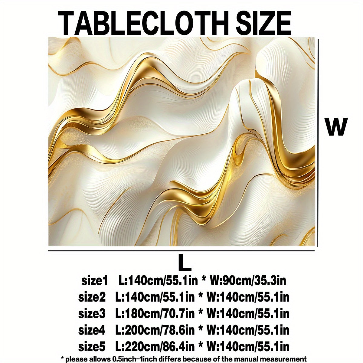 White Patterned Polyester Rectangle Tablecloth for Dining and Office Use