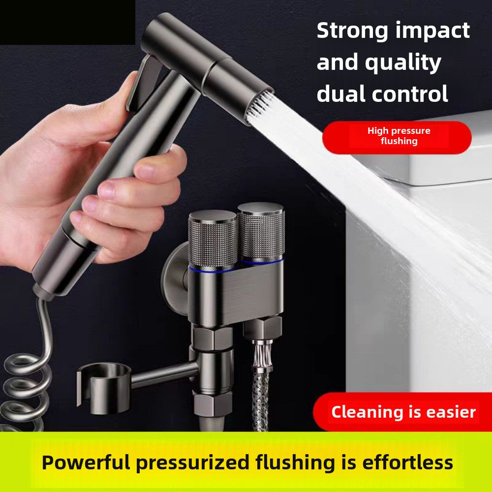 Stainless Steel Toilet Airbrush with Booster and Metal Corner Valve Rinse