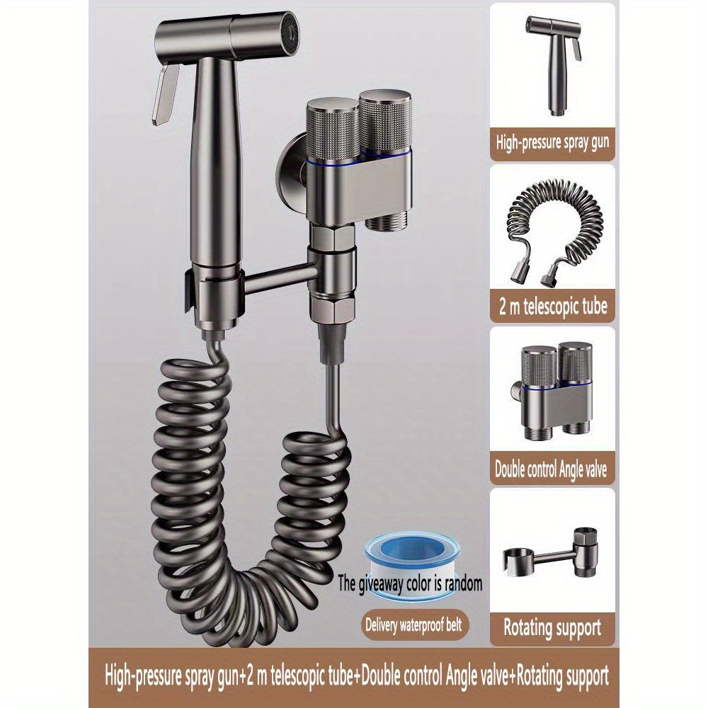 Stainless Steel Toilet Airbrush with Booster and Metal Corner Valve Rinse