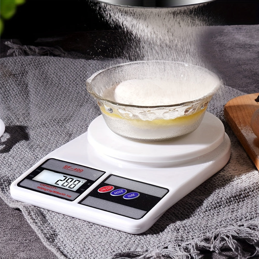White Digital Kitchen Scale for Cooking and Baking with Easy-to-Read Display