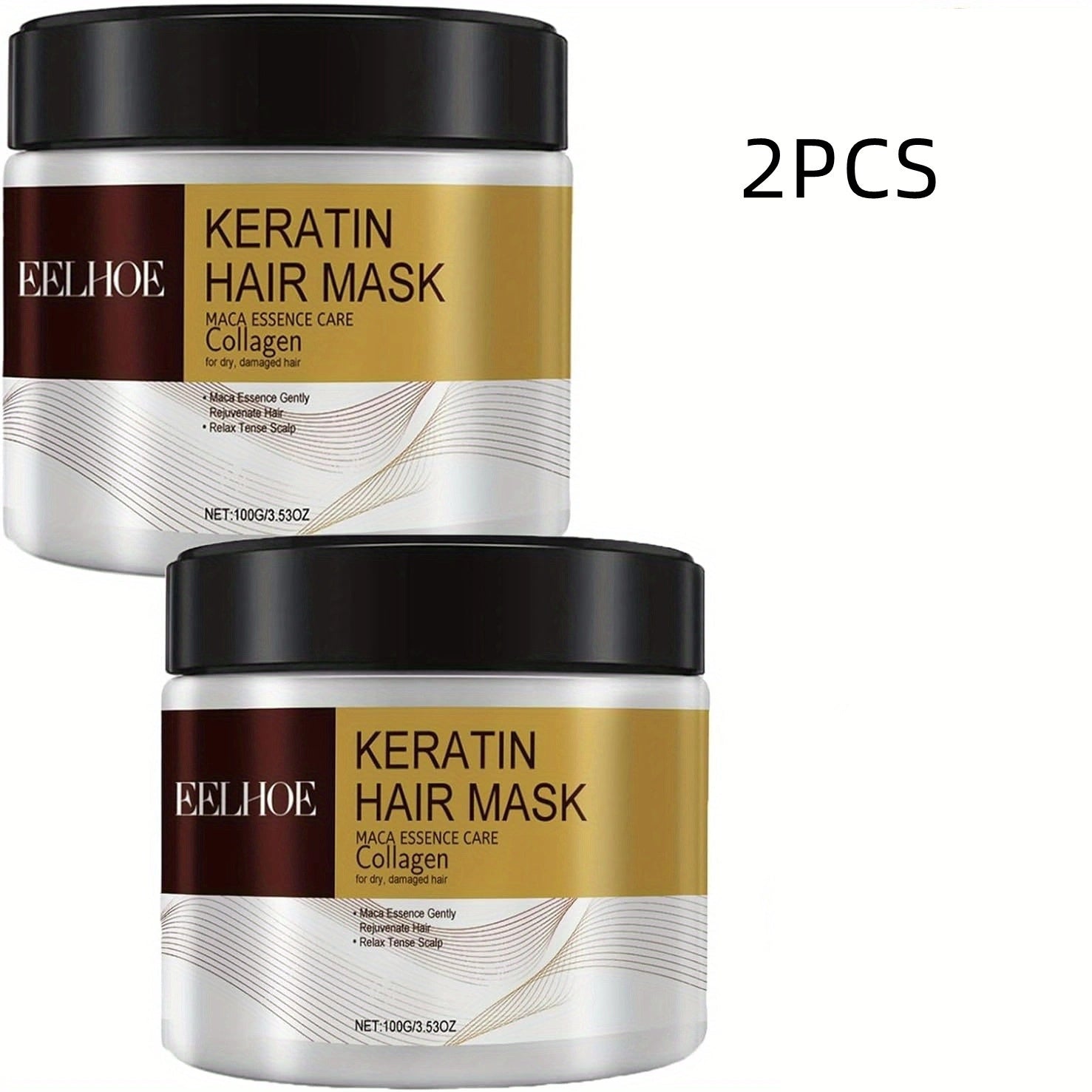 Mascarillas capilares de keratina con colágeno y aceite de argán para todo tipo de cabello. Hidratantes y que restauran el brillo.