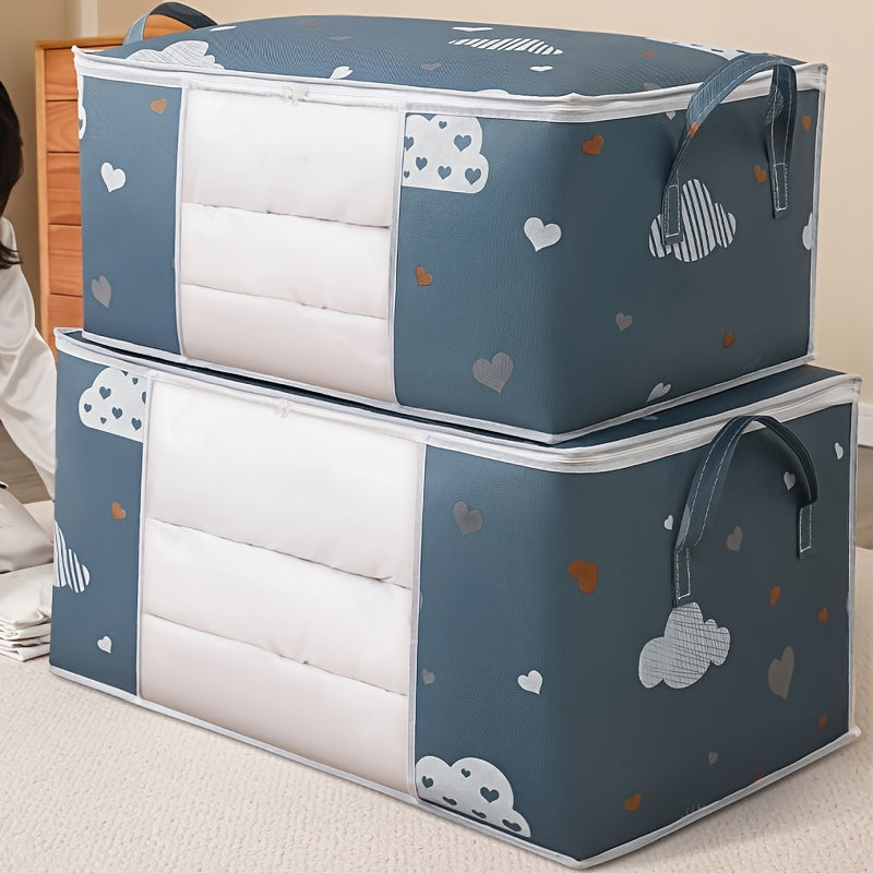 Large Canvas Storage Bag with Zipper Handles for Clothes and Quilts