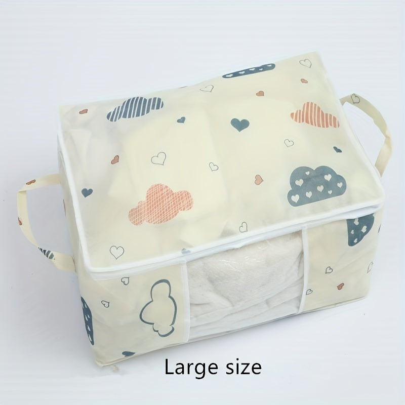 Large Canvas Storage Bag with Zipper Handles for Clothes and Quilts