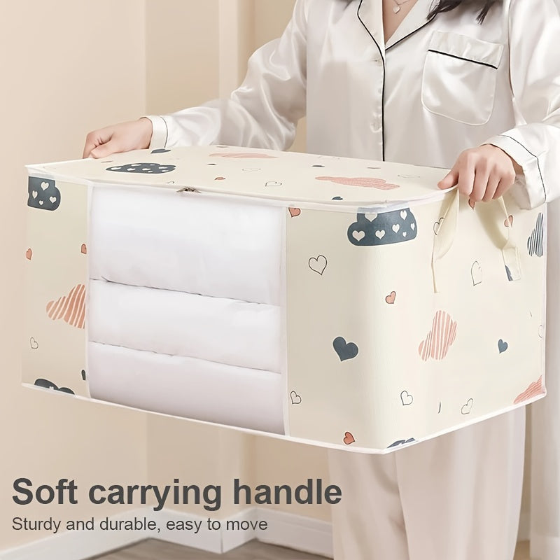Large Canvas Storage Bag with Zipper Handles for Clothes and Quilts