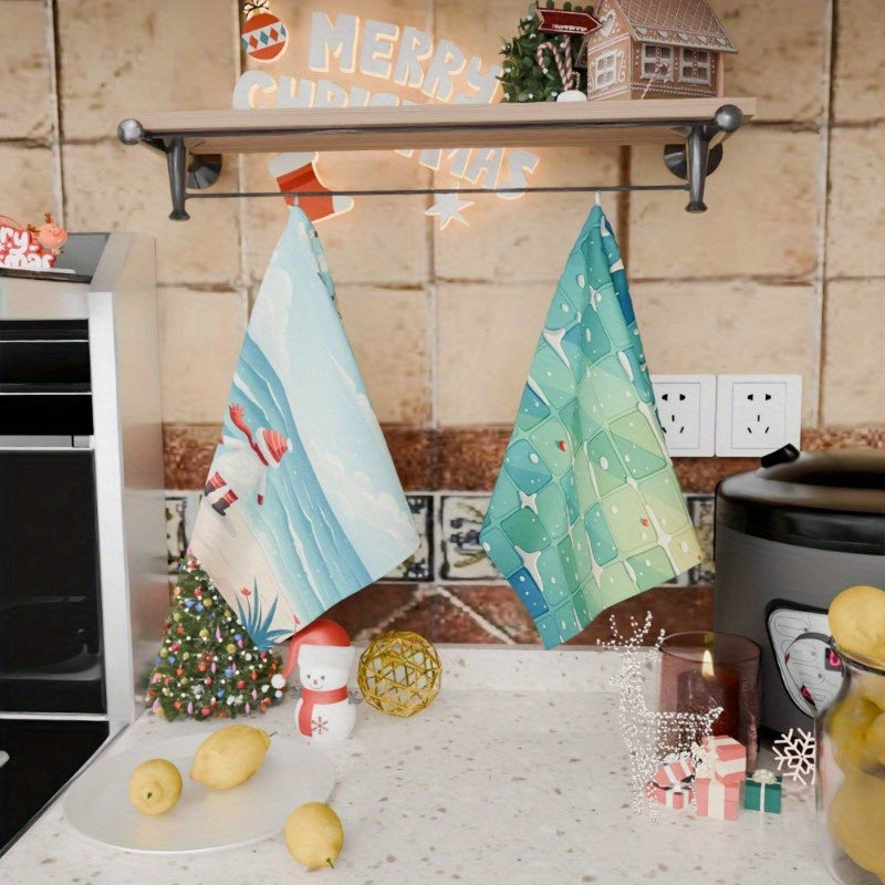 2-Pack Christmas Kitchen Towels, 45x66cm, Woven Polyester, Festive Decor