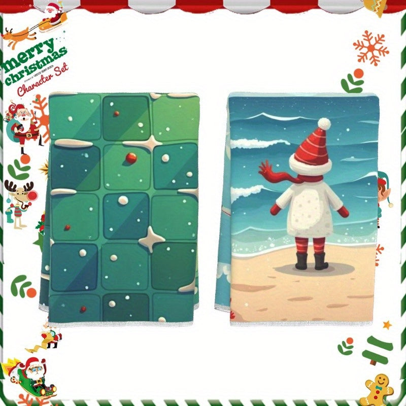 2-Pack Christmas Kitchen Towels, 45x66cm, Woven Polyester, Festive Decor