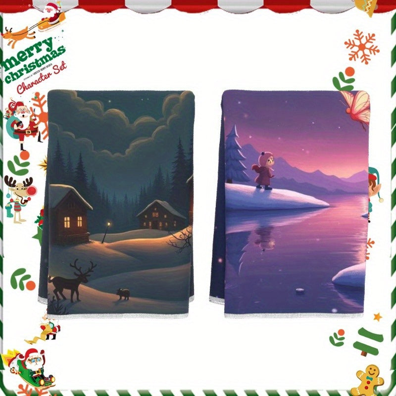 2 dona Qishki Merry Christmas Oshxona Bezaklari o'lchami 18 x 66.04 sm, dizayni FRWOE.