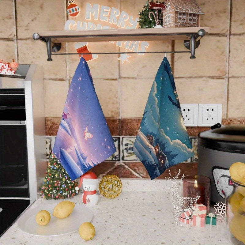 2 dona Qishki Merry Christmas Oshxona Bezaklari o'lchami 18 x 66.04 sm, dizayni FRWOE.