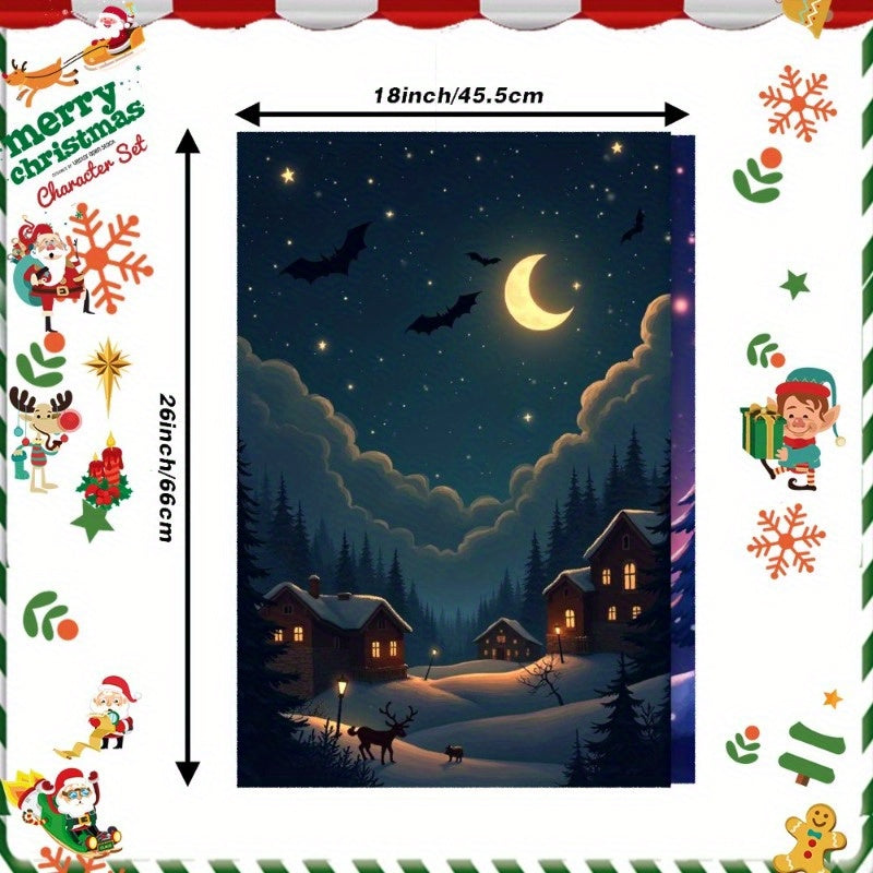 2 dona Qishki Merry Christmas Oshxona Bezaklari o'lchami 18 x 66.04 sm, dizayni FRWOE.
