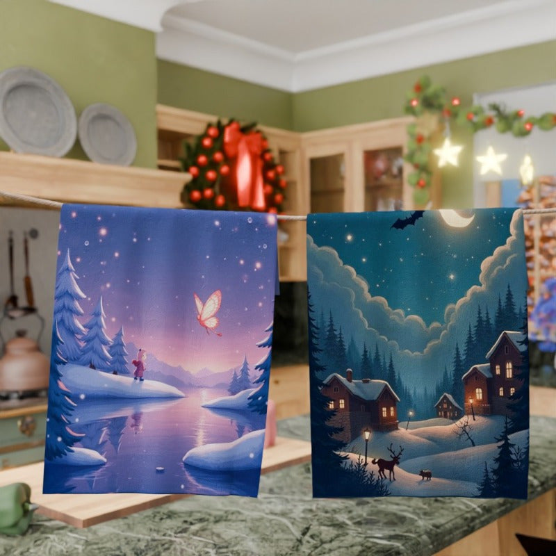 Winter Christmas Kitchen Decorations 18x66cm Set, Festive Holiday Decor