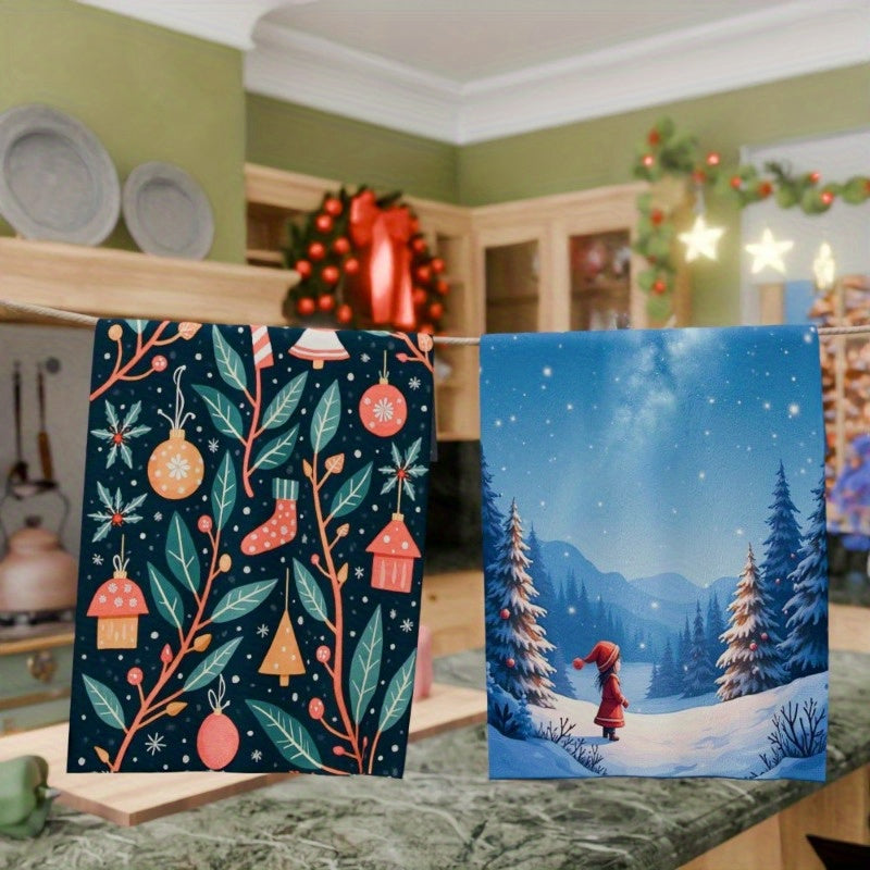 Two Pieces Winter Christmas Kitchen Decorations 18x66.04cm Holiday Decor