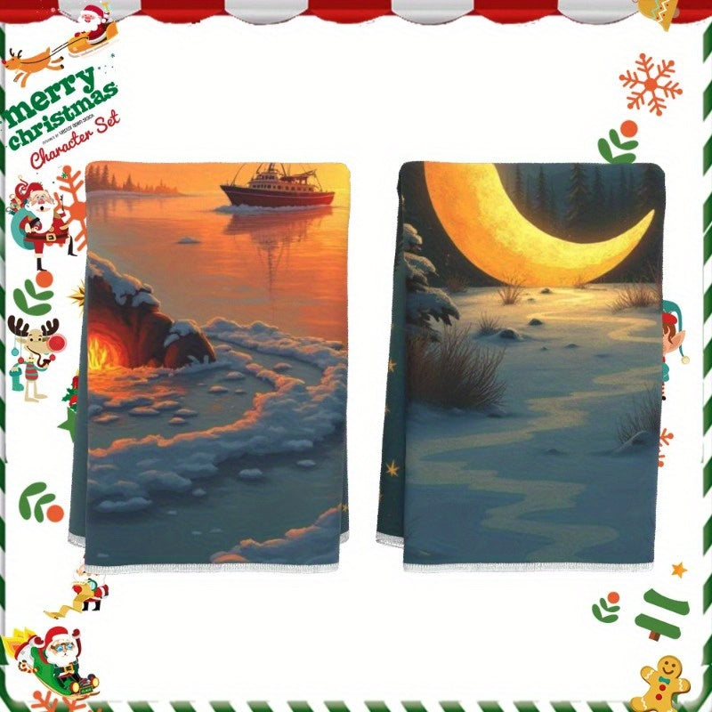 Set of 2 Christmas Kitchen Towels 18x66 cm Festive Holiday Decor