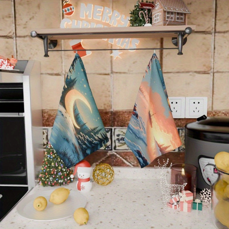 Set of 2 Christmas Kitchen Towels 18x66 cm Festive Holiday Decor