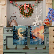 Set of 2 Christmas Kitchen Towels 18x66 cm Festive Holiday Decor