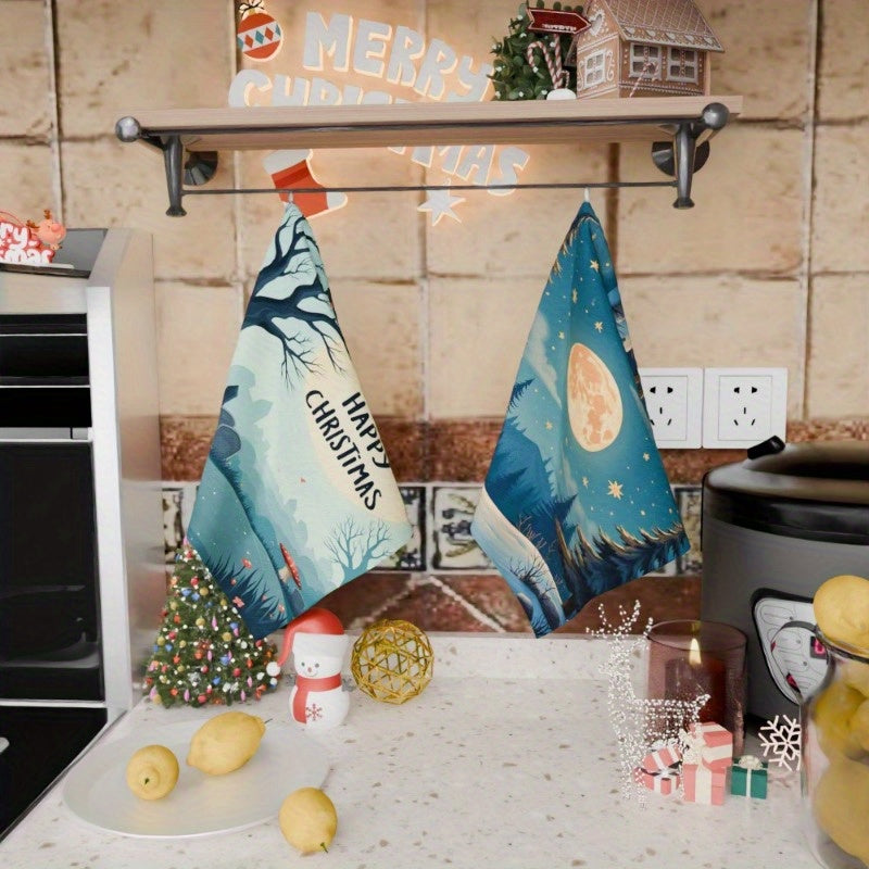 Set of 2 Soft Christmas Kitchen Towels 18x66 cm Holiday Decor