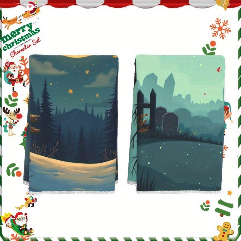 Set of 2 Soft Christmas Kitchen Towels 18x66 cm Holiday Decor