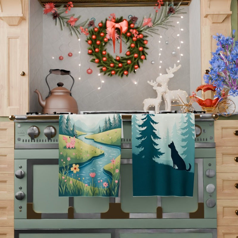 Бренд QFBIS предлагает набор из двух мягких рождественских кухонных полотенец размером 18 на 66,04 см.