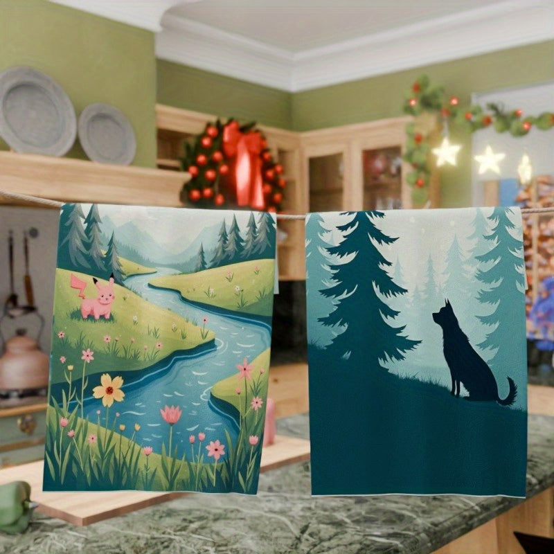 Бренд QFBIS предлагает набор из двух мягких рождественских кухонных полотенец размером 18 на 66,04 см.