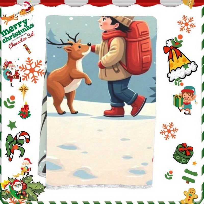 Christmas Towel 18x66cm Giftable Holiday Decor Red and White