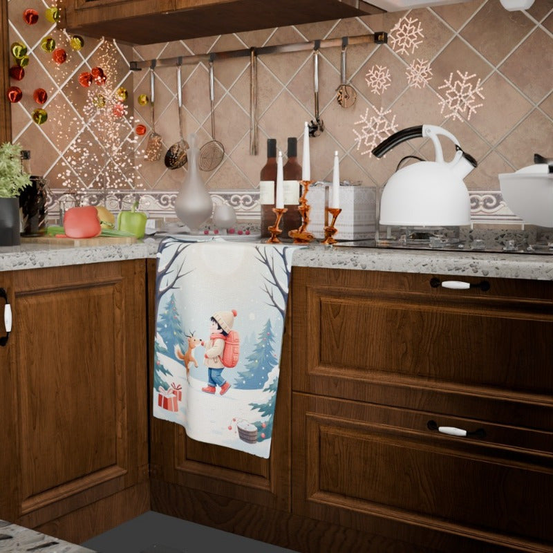 Christmas Towel 18x66cm Giftable Holiday Decor Red and White