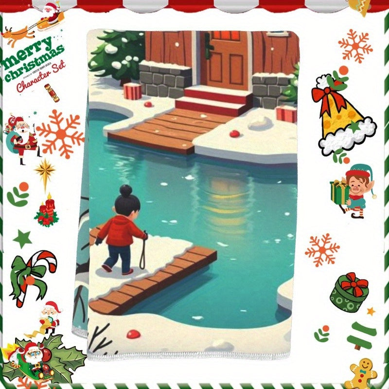 Christmas Towels Gifts 18x66cm, Holiday Decor, Soft Cotton, Pack of 1