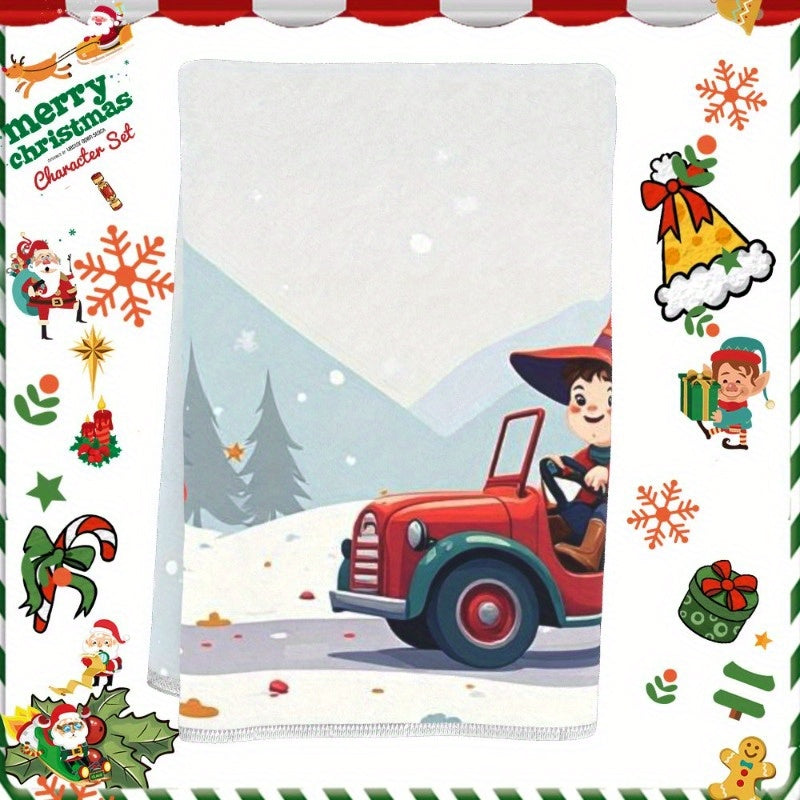 Christmas Towel 18x66cm Giftable Holiday Decor Red and White