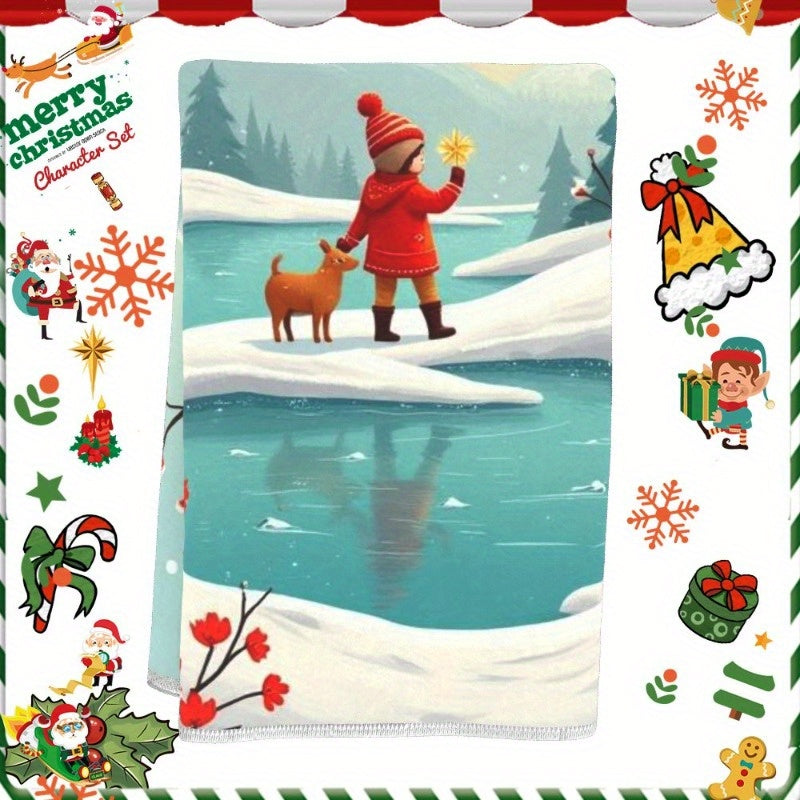 Christmas Towel 18x66cm Giftable Holiday Decor Red and White