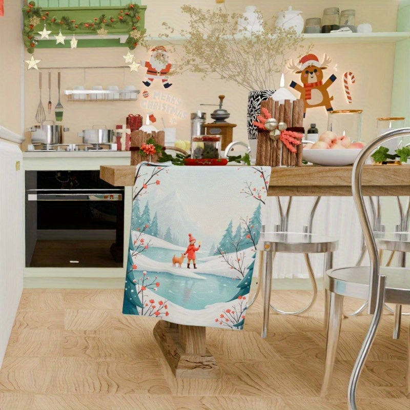 Christmas Towel 18x66cm Giftable Holiday Decor Red and White