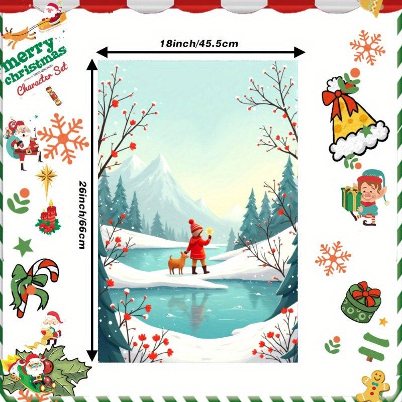 Christmas Towel 18x66cm Giftable Holiday Decor Red and White