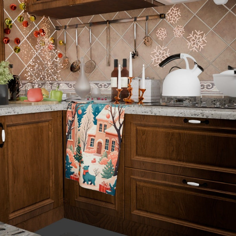 Christmas Towel 18x66cm Giftable Holiday Decor Cotton Fabric