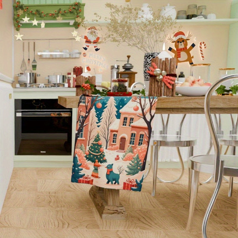 Christmas Towel 18x66cm Giftable Holiday Decor Cotton Fabric
