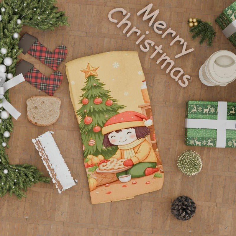 Christmas Towel 18x66cm Giftable Holiday Decor Red and White