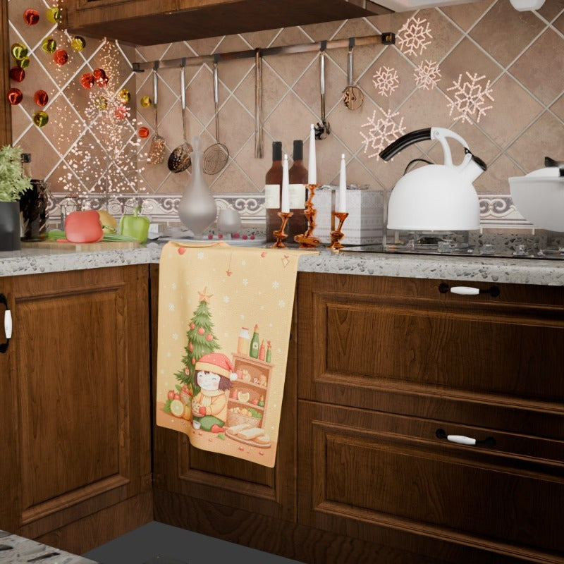 Christmas Towel 18x66cm Giftable Holiday Decor Red and White